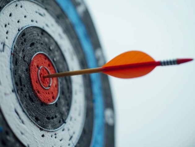 An arrow reaching the centre of a target
